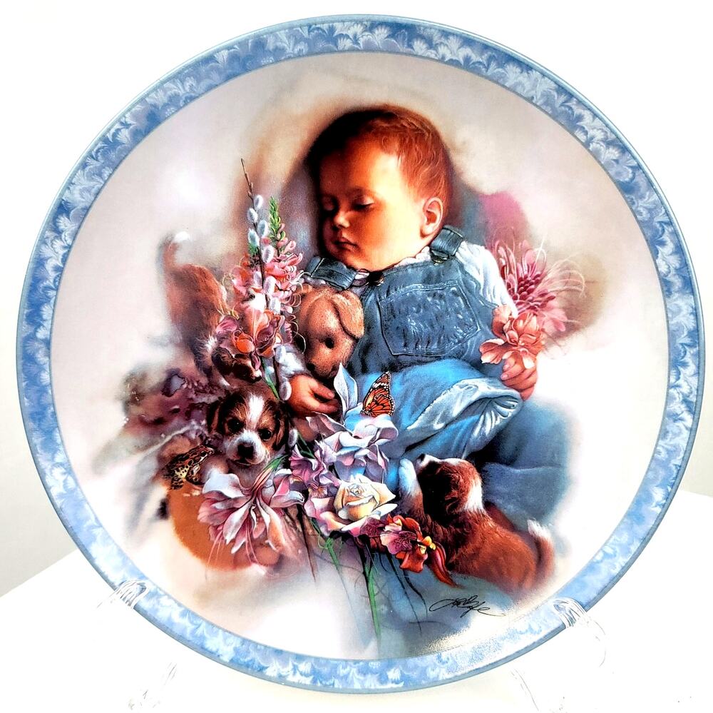 Bradford Exchange 1994 8" Ceramic Plate Limited Edition "Puppy Dog Tails" Fogle